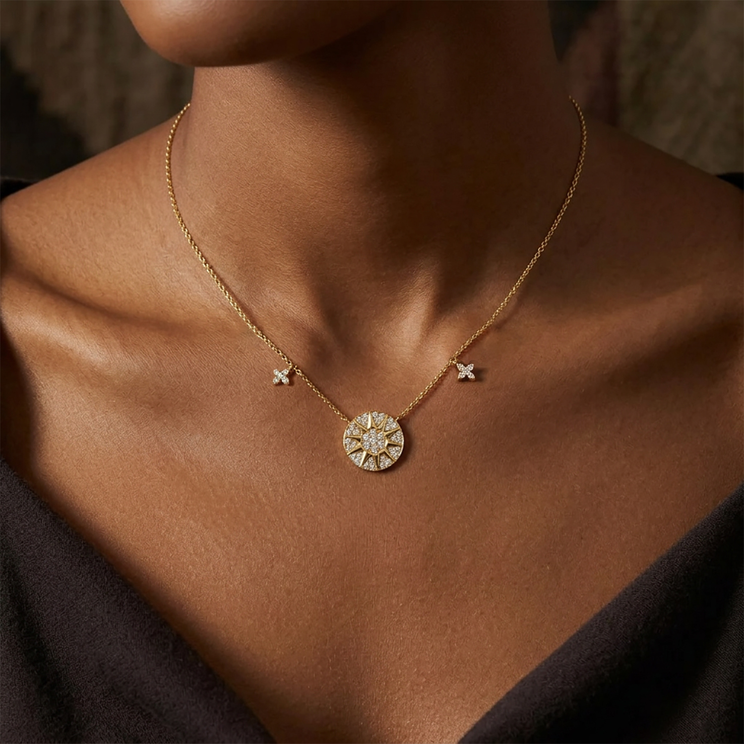 Octagram Compass Necklace for Women, Light Luxury Design